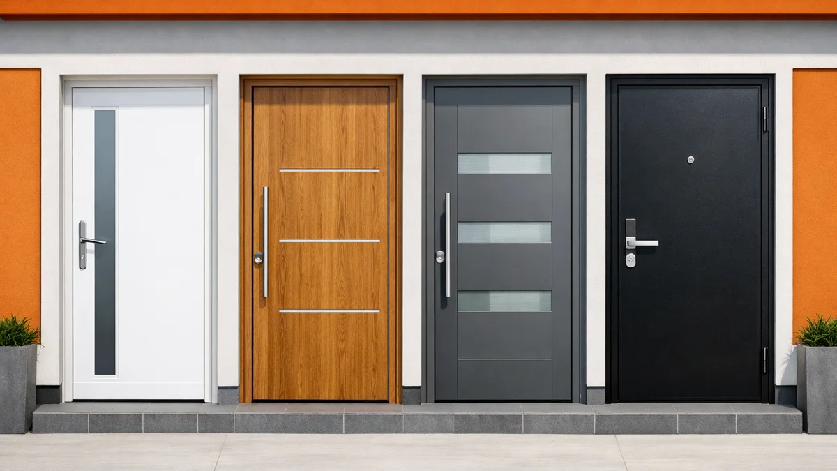 Illustration principale de Porte d'entrée : comment choisir entre PVC, bois, alu et acier ?