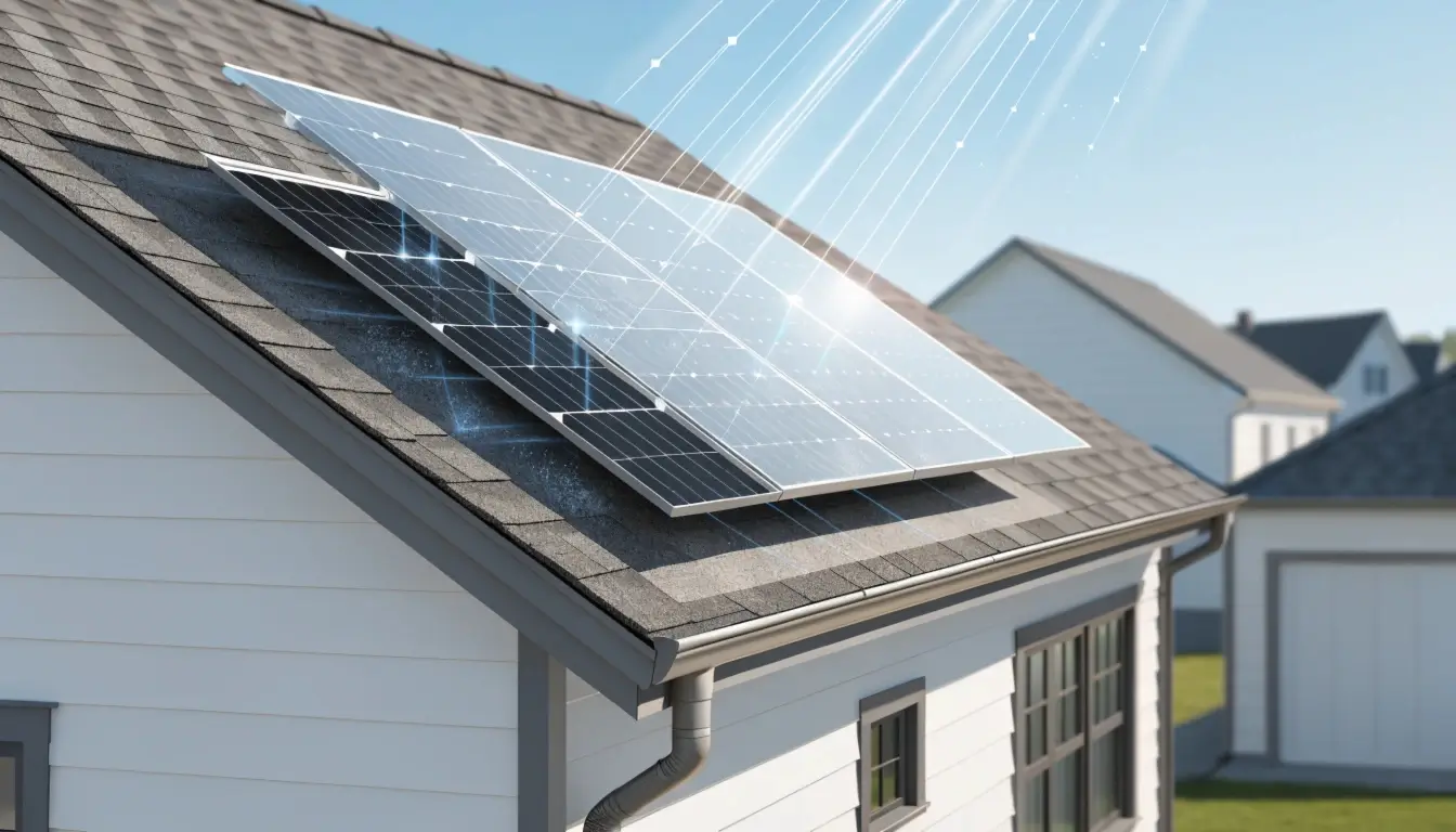 Schéma illustrant le fonctionnement d'une cellule photovoltaïque convertissant la lumière solaire en électricité