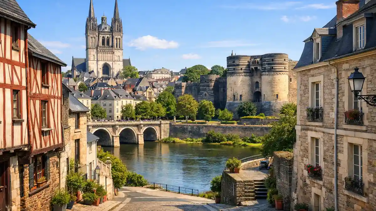 Château d'Angers et bords de Maine, illustrant les travaux de rénovation énergétique dans l'habitat angevin