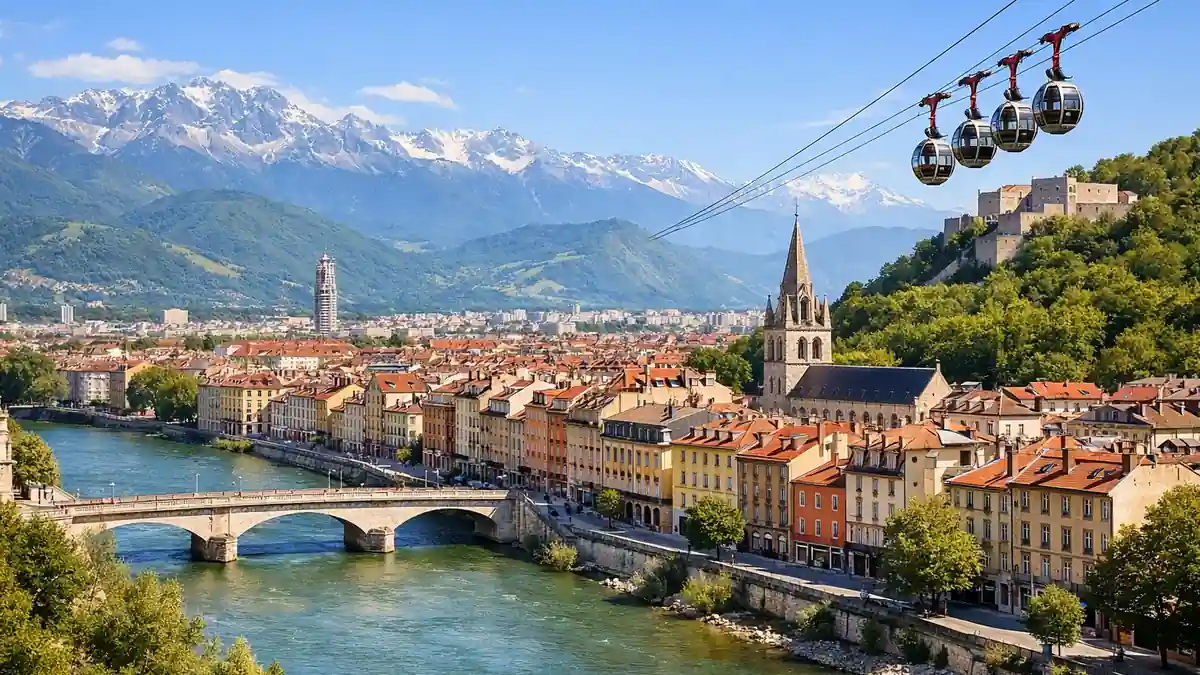 Vue de Grenoble et du massif de Belledonne, illustrant les travaux de rénovation énergétique en habitat grenoblois